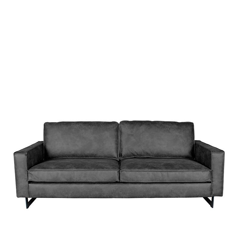 Bank_Arezzo_3 Zits_Grijs_Leder_Vooraanzicht