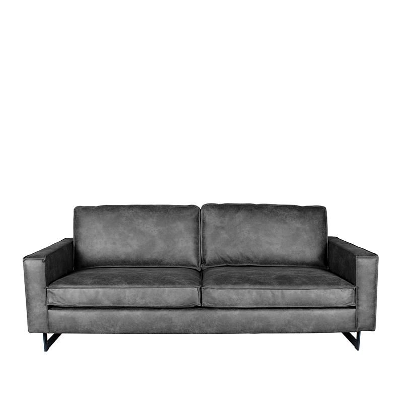 Bank_Arezzo_3 Zits_Grijs_Leder_Vooraanzicht